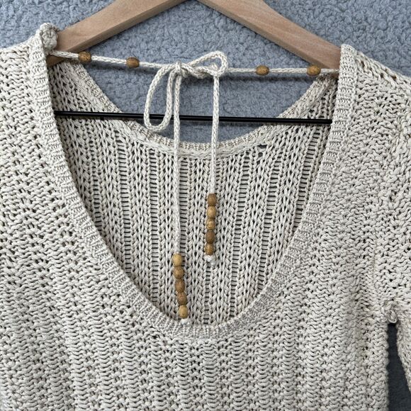 NWT GAP Sweater Womens XS Beige Cotton Open Knit Y2K 2000s Boho Fairy Art Indie - Picture 7 of 14